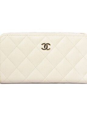 Chanel Wallet Round Zipper Medium Quilted Caviar Leather